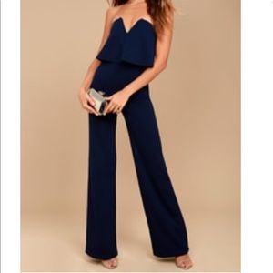 NAVY BLUE STRAPLESS JUMPSUIT